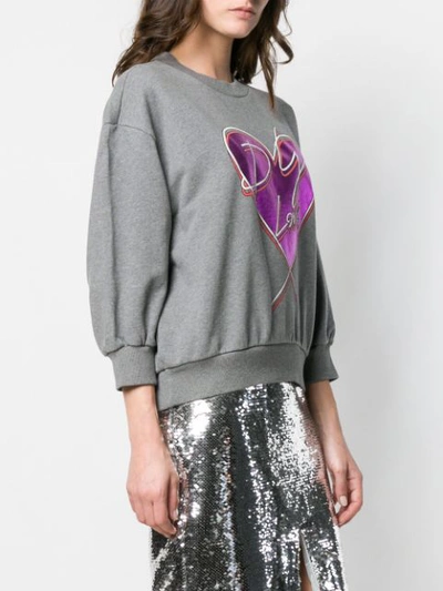 Shop Dolce & Gabbana Graphic Heart Logo Sweatshirt In Grey