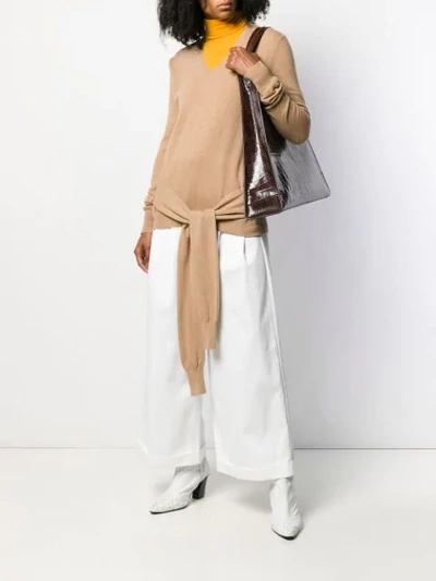 Shop Jejia Sleeve Detail Pullover In Neutrals