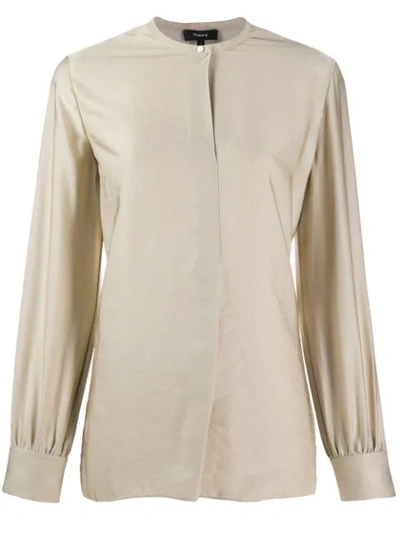 Shop Theory Single Button Tunic In Neutrals