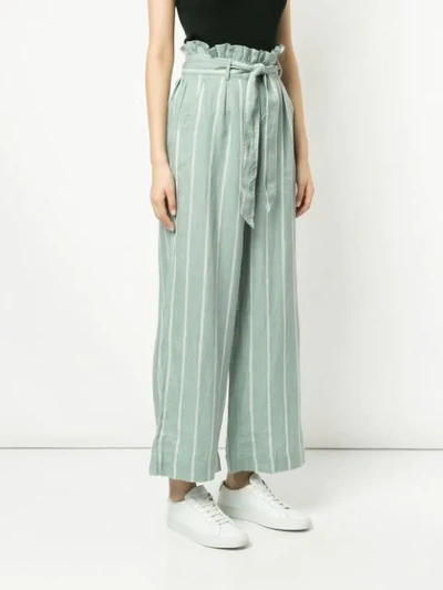 Shop Suboo Striped Wide Leg Trousers In Blue