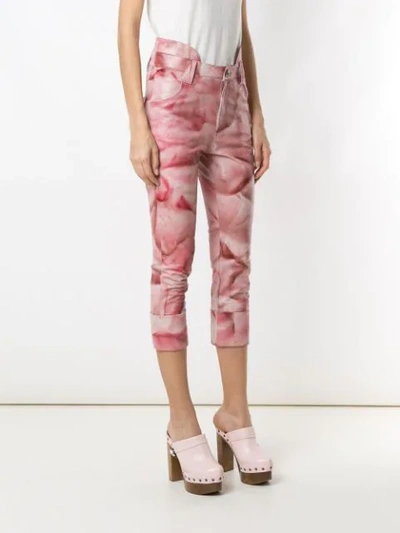 Shop Andrea Bogosian Leather Cropped Trousers In Pink