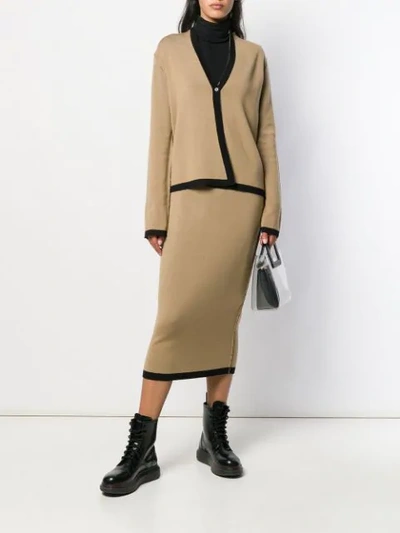 Shop Antonio Marras Contrast-trim Wool Skirt In Neutrals