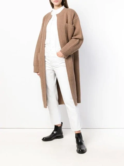 Shop Sofie D'hoore Oversized Ribbed Cardi-coat - Brown