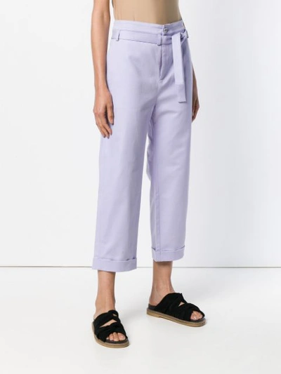 Shop Reality Studio Cropped Belted Waist Trousers - Pink
