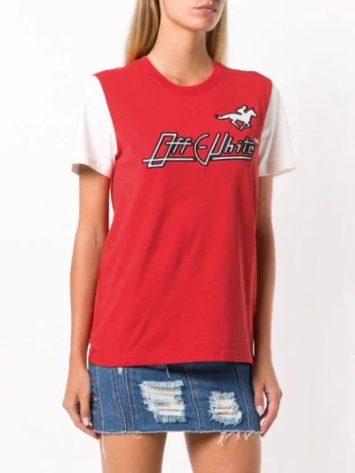 Shop Off-white Embroidered Logo T-shirt In Red