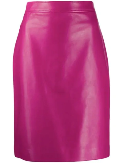 Shop Gucci Leather Pencil Skirt In Pink