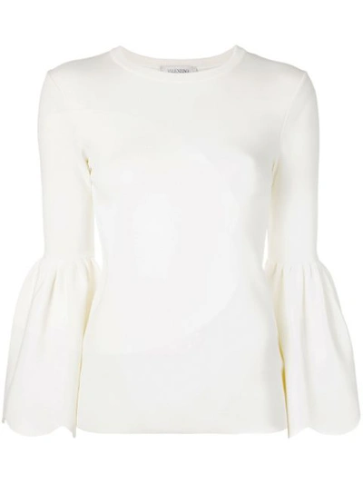 Shop Valentino Bell-sleeved Sweater - White