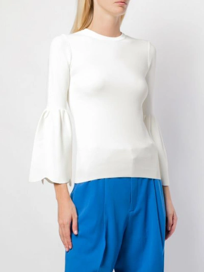 Shop Valentino Bell-sleeved Sweater - White