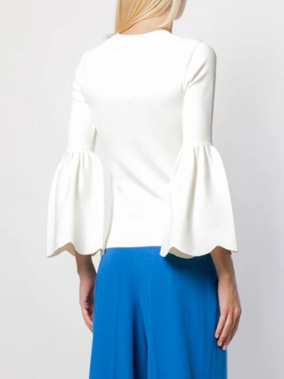 Shop Valentino Bell-sleeved Sweater - White