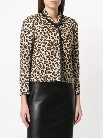 Shop N°21 Nº21 Leopard Print Cropped Jacket - Neutrals