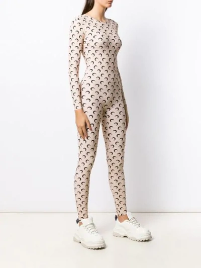 Shop Marine Serre All Over Moon Jumpsuit In Neutrals