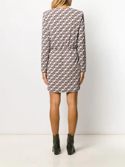 Shop Liu •jo Logo Print Wrap Dress In Brown