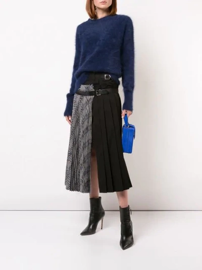 Shop Sacai Pleated Wrap Around Midi Skirt In Blue