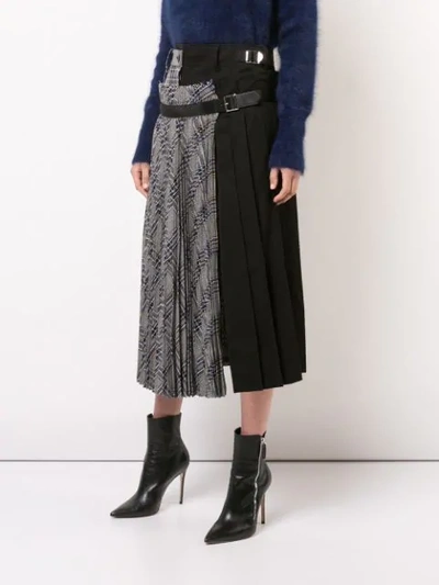 Shop Sacai Pleated Wrap Around Midi Skirt In Blue