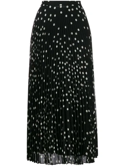 Shop Stella Mccartney Alpha Pleated Polka-dot Skirt In Black