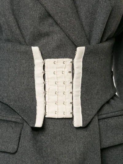 Shop Ruban Belted Waist Blazer In Grey