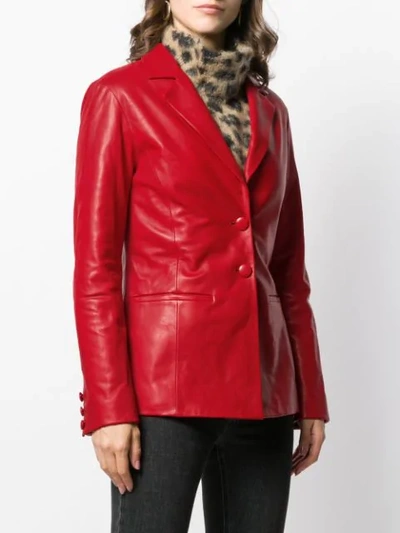 Shop Drome Leather Blazer In Red