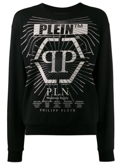 Shop Philipp Plein Embellished Print Sweatshirt In Black