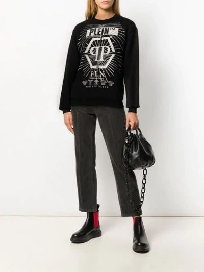 Shop Philipp Plein Embellished Print Sweatshirt In Black