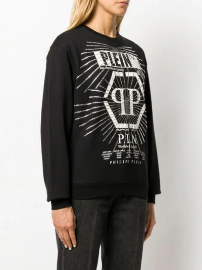 Shop Philipp Plein Embellished Print Sweatshirt In Black