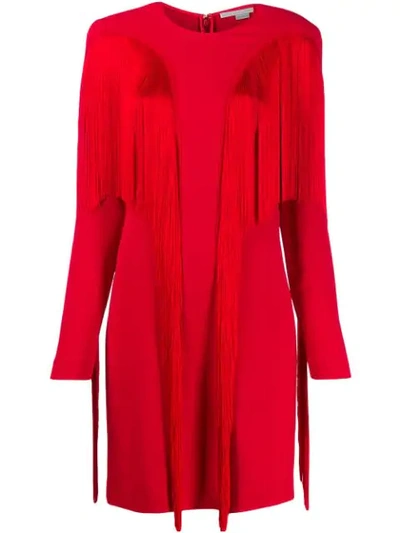 Shop Stella Mccartney Fringed Mini Dress In Red