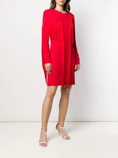 Shop Stella Mccartney Fringed Mini Dress In Red