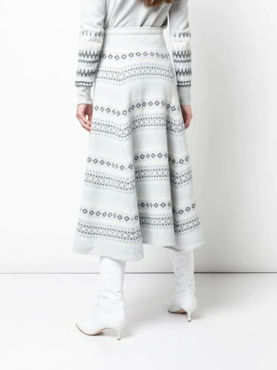 Shop Adam Lippes Intarsia Knit Skirt In Grey