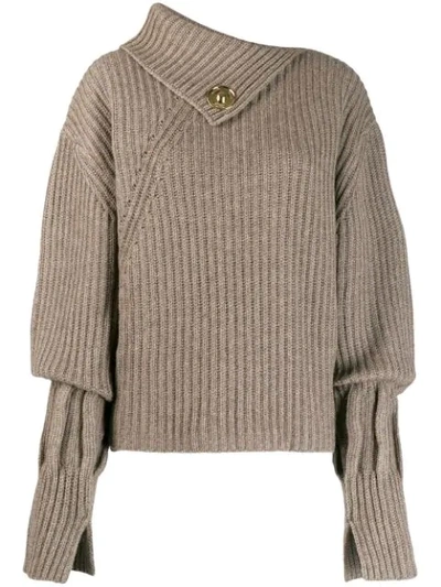 Shop Jw Anderson Asymmetric Ribbed Jumper In Brown