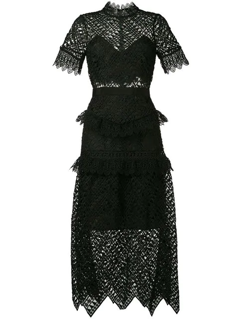 self portrait triangle lace dress