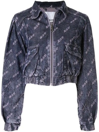 Shop Ground Zero Cropped Denim Jacket In Blue