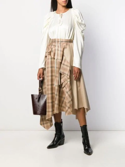 Shop Act N°1 Asymmetric Check Skirt In 01 Beige