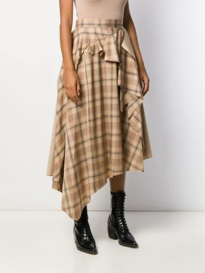 Shop Act N°1 Asymmetric Check Skirt In 01 Beige