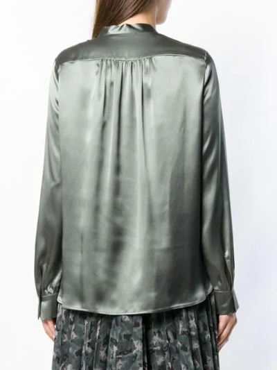 Shop Luisa Cerano Silk Pussy Bow Blouse In Green