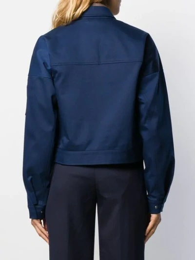 Shop Acne Studios Workwear-inspired Cropped Jacket In Blue