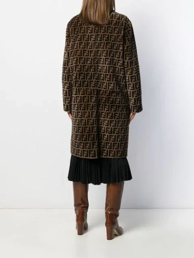 Shop Fendi Reversible Ff Shearling Coat In Brown