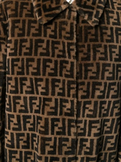 Shop Fendi Reversible Ff Shearling Coat In Brown