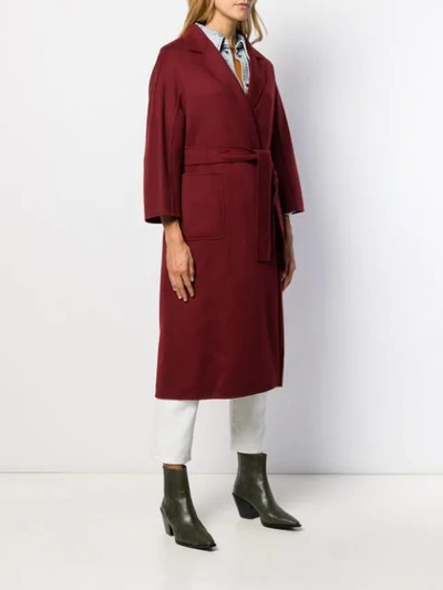 Shop Arma Wool Belted Wrap Coat In Red