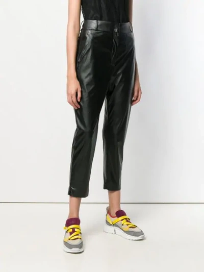 Shop Pinko Tapered Leg Cropped Trousers In Black