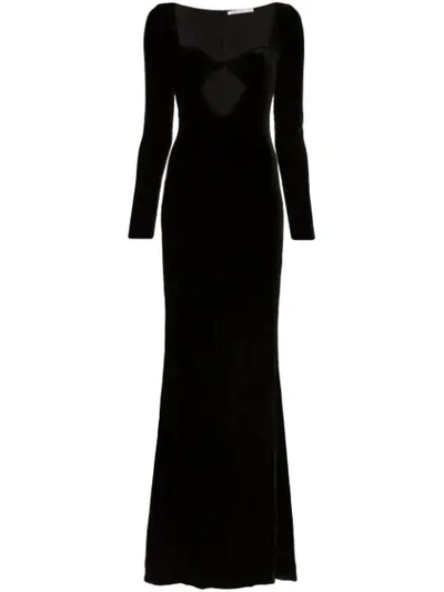 Shop Alessandra Rich Velvet Maxi Dress In 900 Black