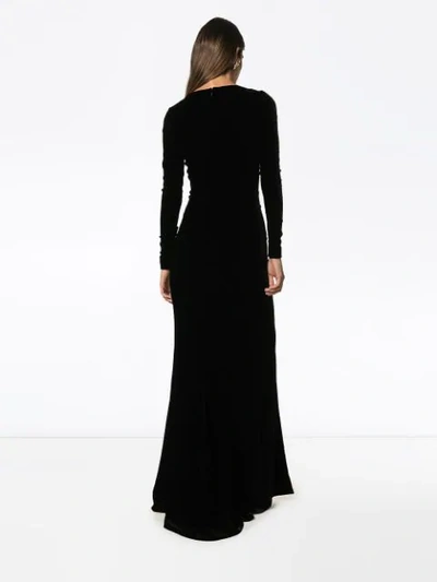 Shop Alessandra Rich Velvet Maxi Dress In 900 Black