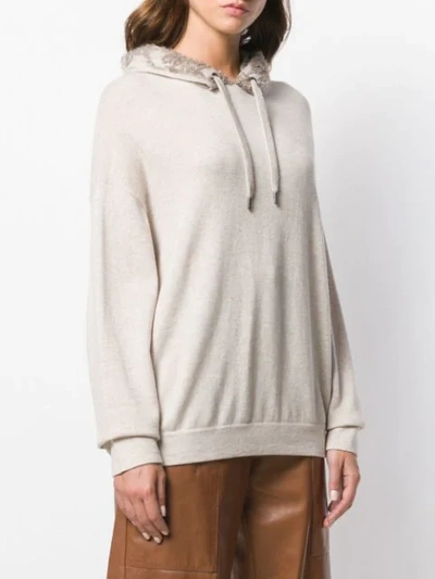 Shop Brunello Cucinelli Hooded Jumper In Neutrals