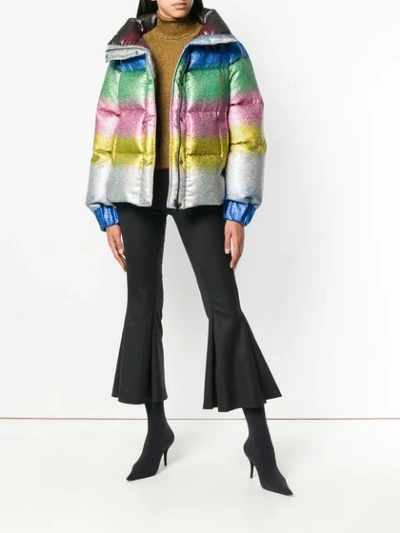 Marco De Vincenzo Rainbow Gradient Padded Jacket In Metallic | ModeSens