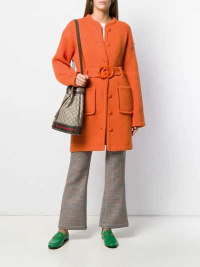 Shop Gucci Interlocking G Belted Cardi-coat In Orange