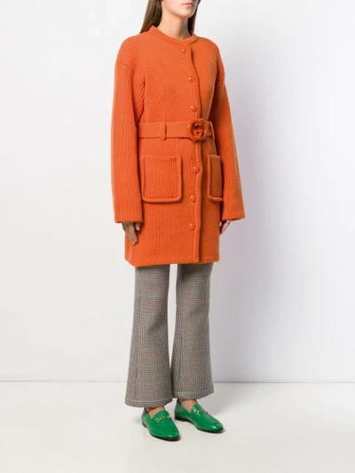 Shop Gucci Interlocking G Belted Cardi-coat In Orange