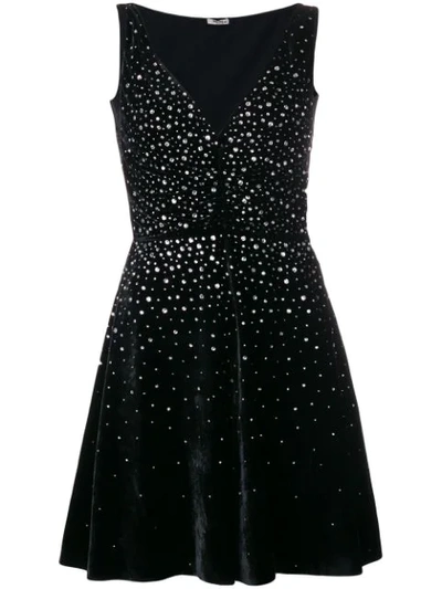 Shop Miu Miu Embellished Dress In Black
