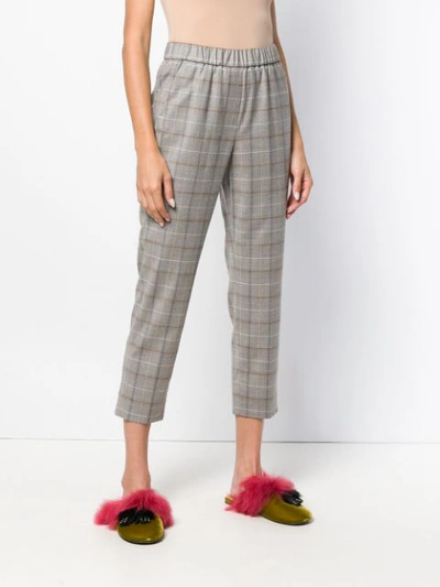 Shop Peserico Plaid Cropped Trousers - Grey