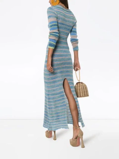 Shop Jacquemus Striped Knit Maxi Dress In Blue
