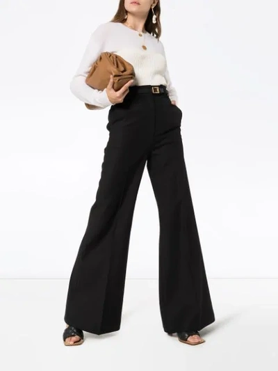 Shop Khaite Bernadette Wide-leg Trousers In Black