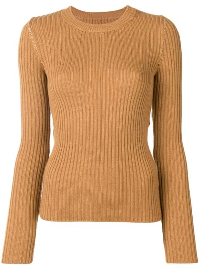 Shop Mm6 Maison Margiela Cut-out Knitted Sweater - Neutrals