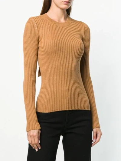 Shop Mm6 Maison Margiela Cut-out Knitted Sweater - Neutrals
